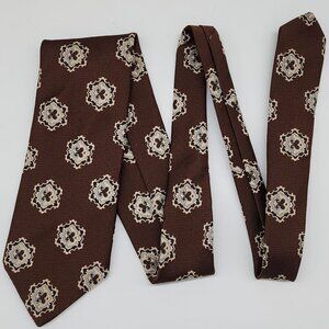 Lilly Dache Necktie Paisley Medallion Brown 1970s 4.5" W 55.5" L VTG Retro